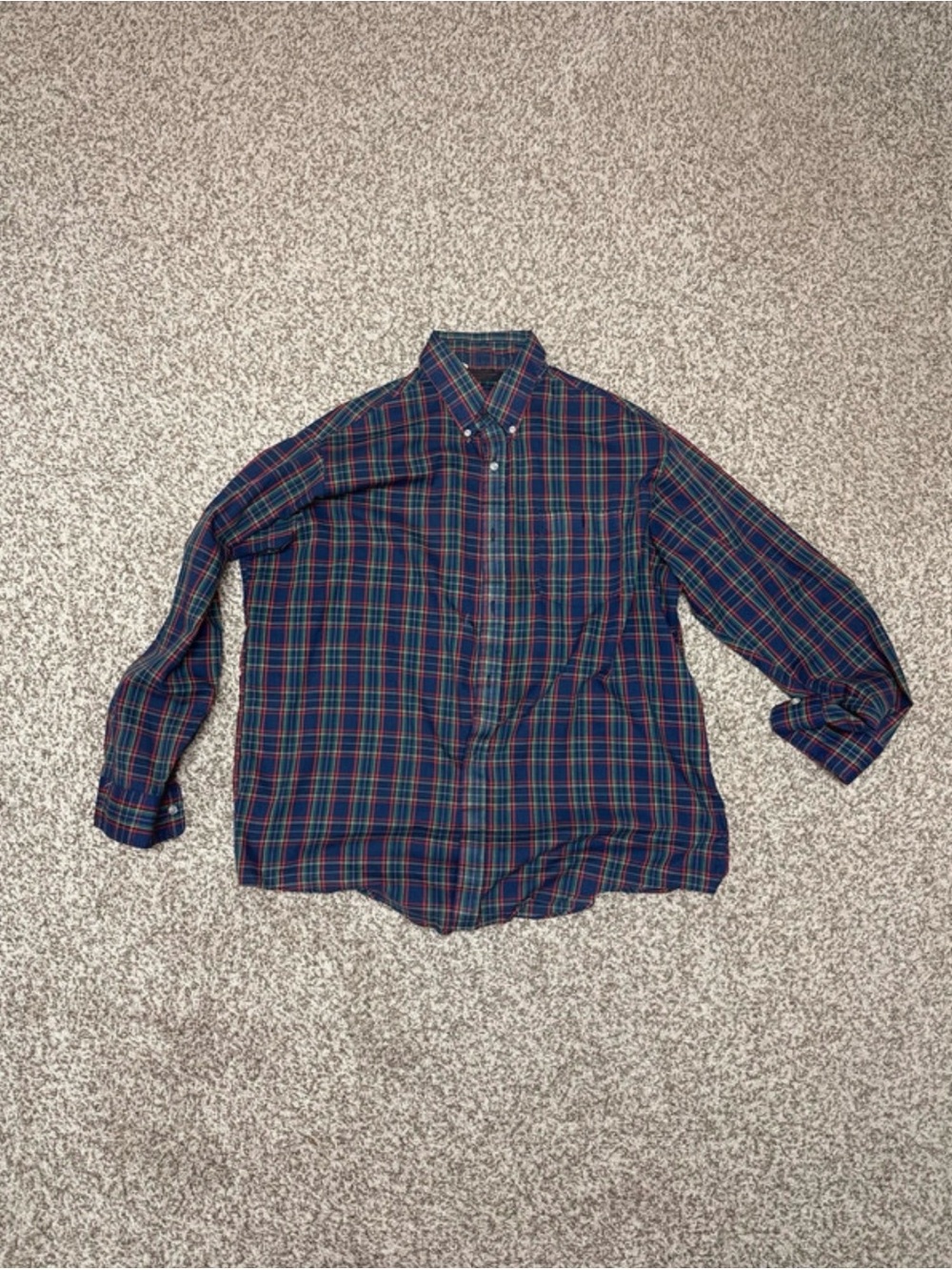 Classic Men's Blue & Green Plaid Button-Down Shirt